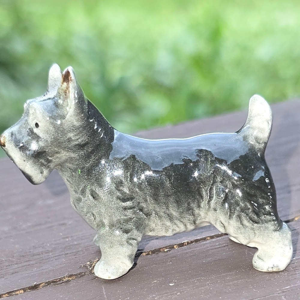 Vintage Miniature Ceramic Scottish Terrier Figurine - Made in Japan